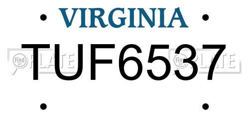 TUF6537 Virginia License Plate