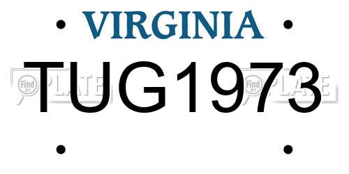 TUG1973 Virginia License Plate