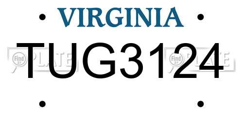 TUG3124 Virginia License Plate