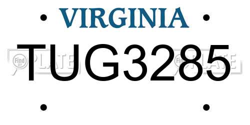 TUG3285 Virginia License Plate