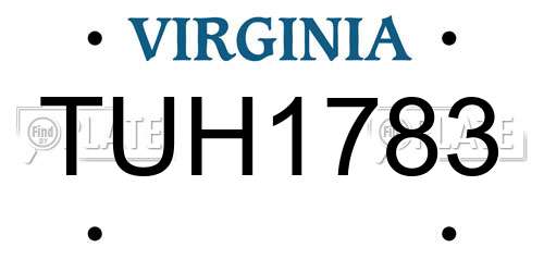 TUH1783 Virginia License Plate