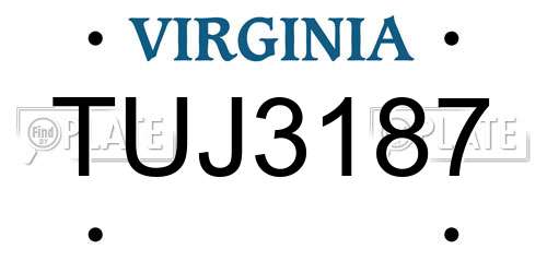 TUJ3187 Virginia License Plate