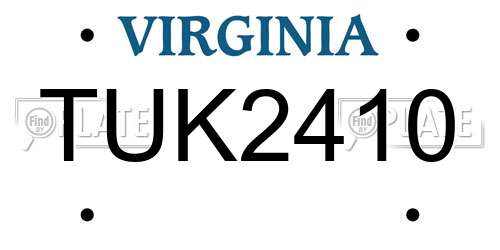 TUK2410 Virginia License Plate