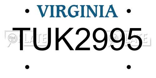 TUK2995 Virginia License Plate