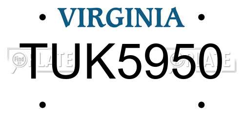 TUK5950 Virginia License Plate