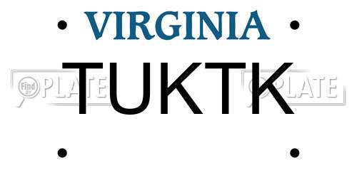 TUKTK Virginia License Plate