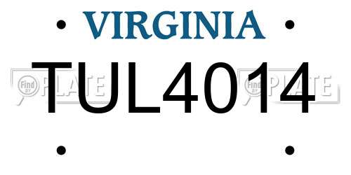 TUL4014 Virginia License Plate