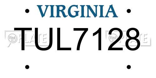 TUL7128 Virginia License Plate