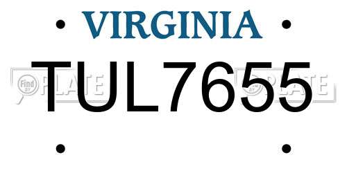 TUL7655 Virginia License Plate