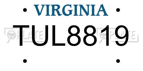 TUL8819 Virginia License Plate