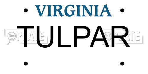TULPAR Virginia License Plate