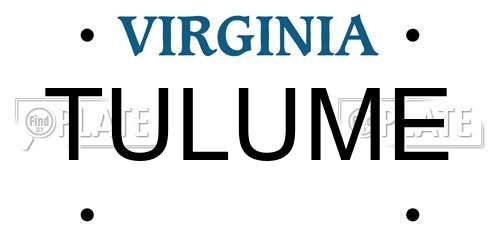 TULUME Virginia License Plate