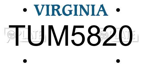 TUM5820 Virginia License Plate
