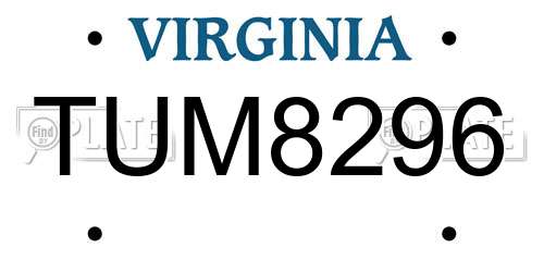 TUM8296 Virginia License Plate