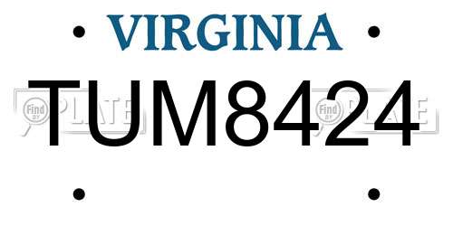 TUM8424 Virginia License Plate