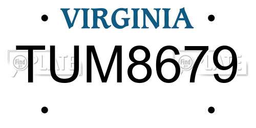 TUM8679 Virginia License Plate