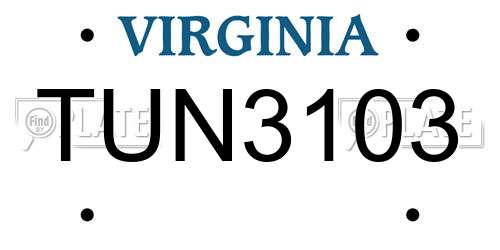 TUN3103 Virginia License Plate