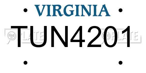 TUN4201 Virginia License Plate