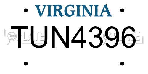 TUN4396 Virginia License Plate