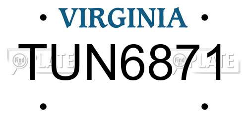 TUN6871 Virginia License Plate