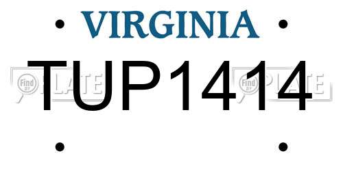 TUP1414 Virginia License Plate