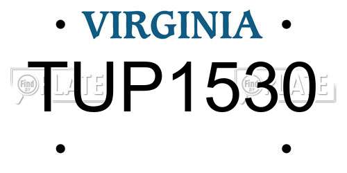 TUP1530 Virginia License Plate