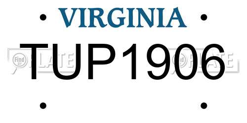 TUP1906 Virginia License Plate