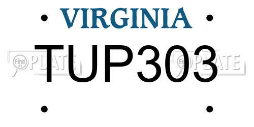 TUP303 Virginia License Plate
