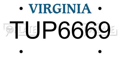 TUP6669 Virginia License Plate