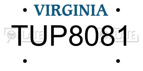 TUP8081 Virginia License Plate