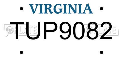 TUP9082 Virginia License Plate