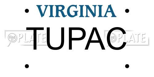 TUPAC Virginia License Plate
