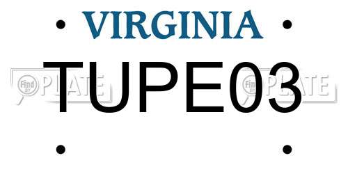 TUPE03 Virginia License Plate