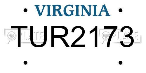 TUR2173 Virginia License Plate