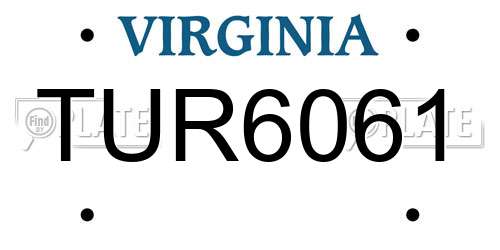 TUR6061 Virginia License Plate