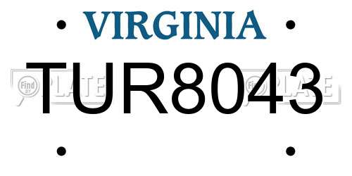 TUR8043 Virginia License Plate