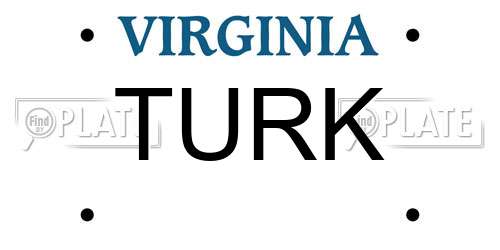 TURK Virginia License Plate