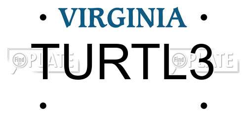 TURTL3 Virginia License Plate