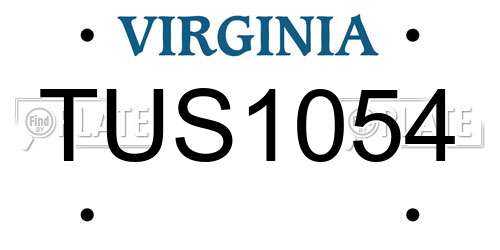 TUS1054 Virginia License Plate