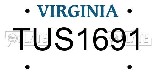 TUS1691 Virginia License Plate