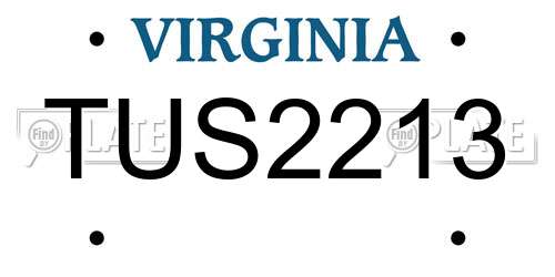 TUS2213 Virginia License Plate