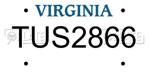TUS2866 Virginia License Plate