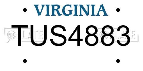 TUS4883 Virginia License Plate