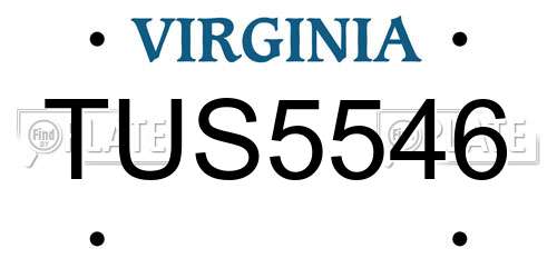 TUS5546 Virginia License Plate