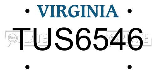 TUS6546 Virginia License Plate