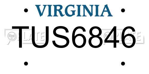 TUS6846 Virginia License Plate