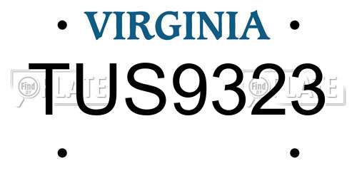 TUS9323 Virginia License Plate