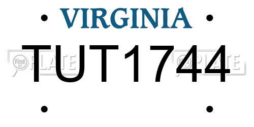 TUT1744 Virginia License Plate