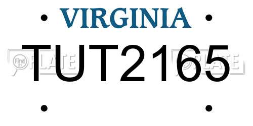 TUT2165 Virginia License Plate