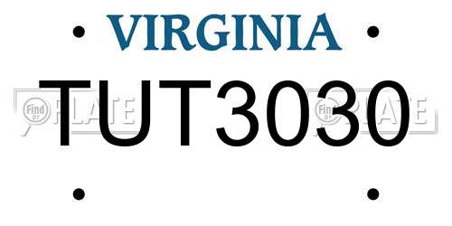TUT3030 Virginia License Plate